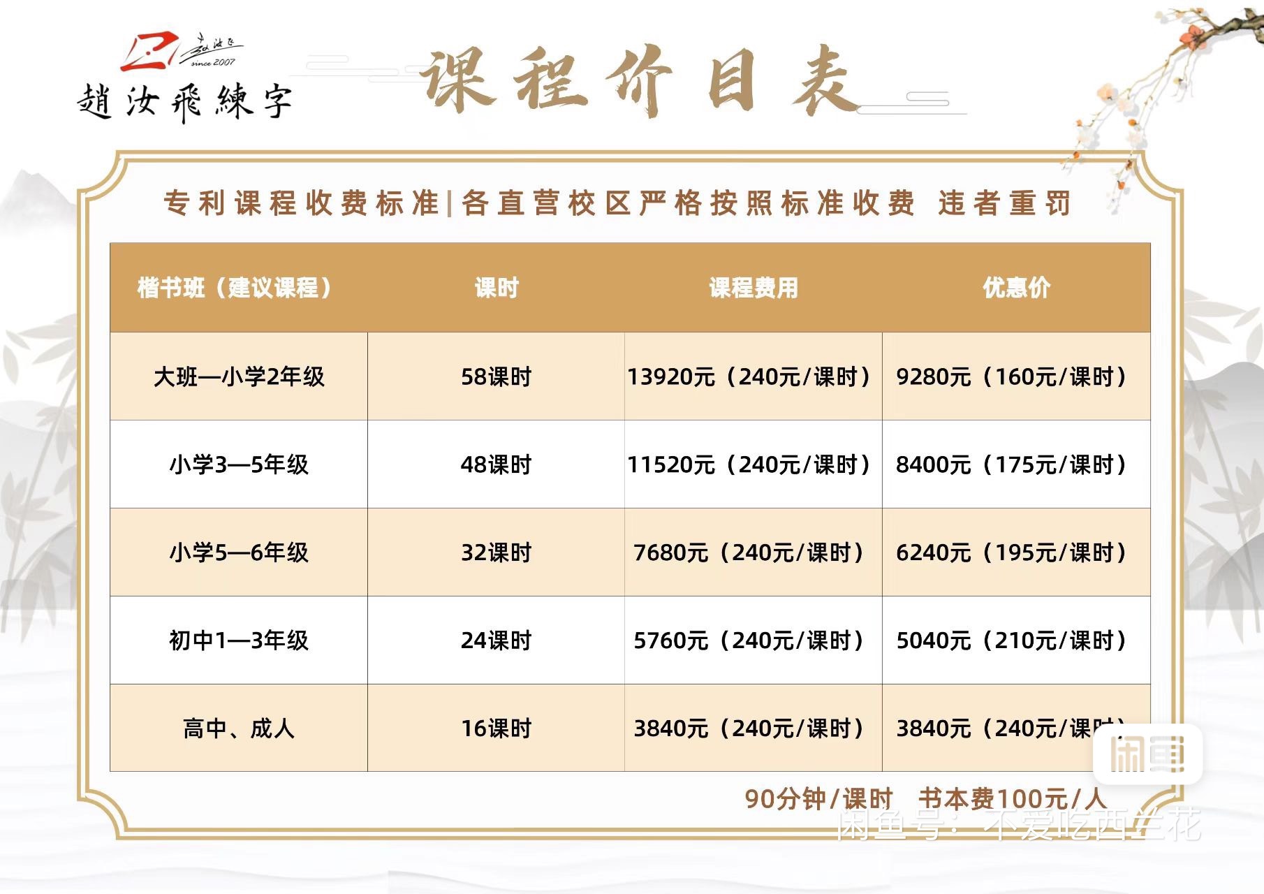 赵汝飞练字课程转让